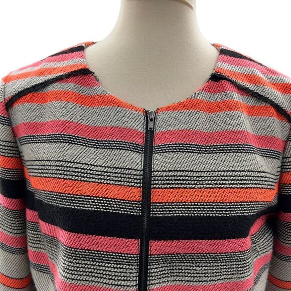 Halogen Petite Women's L Striped Cropped Blazer Jacket Multicolor - Picture 5 of 8